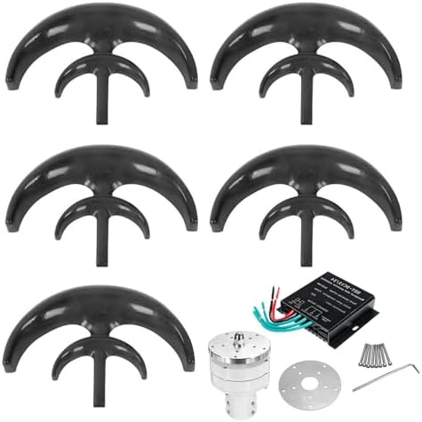 1000W Vertical Wind Turbine Generator with Controller, Low RPM Home Windmill for Street Lighting, Efficient Renewable Energy Solution, Black - 24V