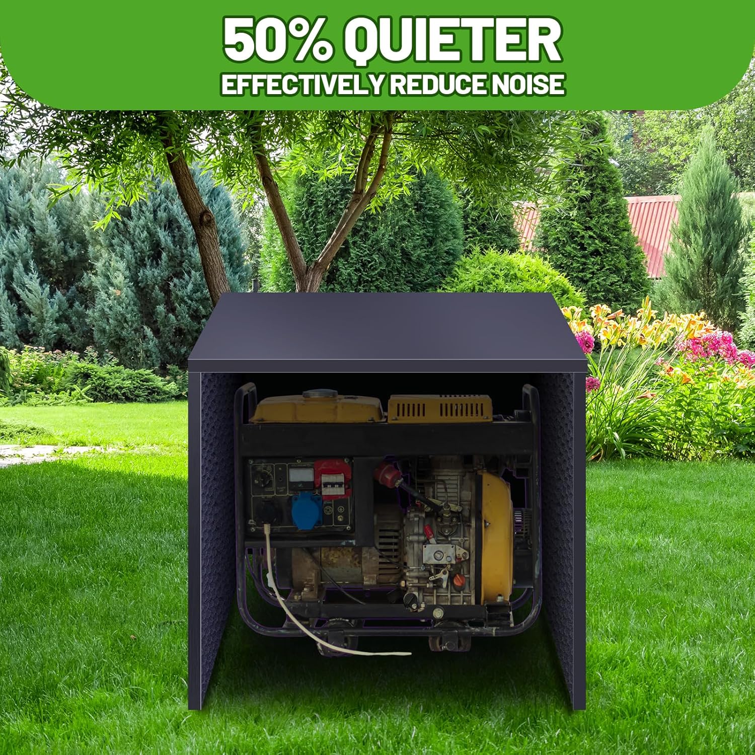 Generator Running Cover with Acoustic Panels for Most 3500w-12000w Generators Noise Reduction Quiet Box Heavy Duty Generator Shelter All Weather Outdoor Enclosure, 36 x 33 x 32 Inch