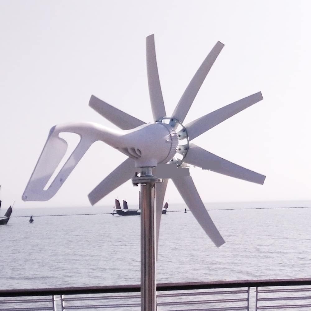 Wind Turbine, 1000W 8 Blades Free Energy Windmill 12V 24V Small Wind Turbine Generator for Home Farm Street Lamps Use Wind System(MPPT Controller,24V)