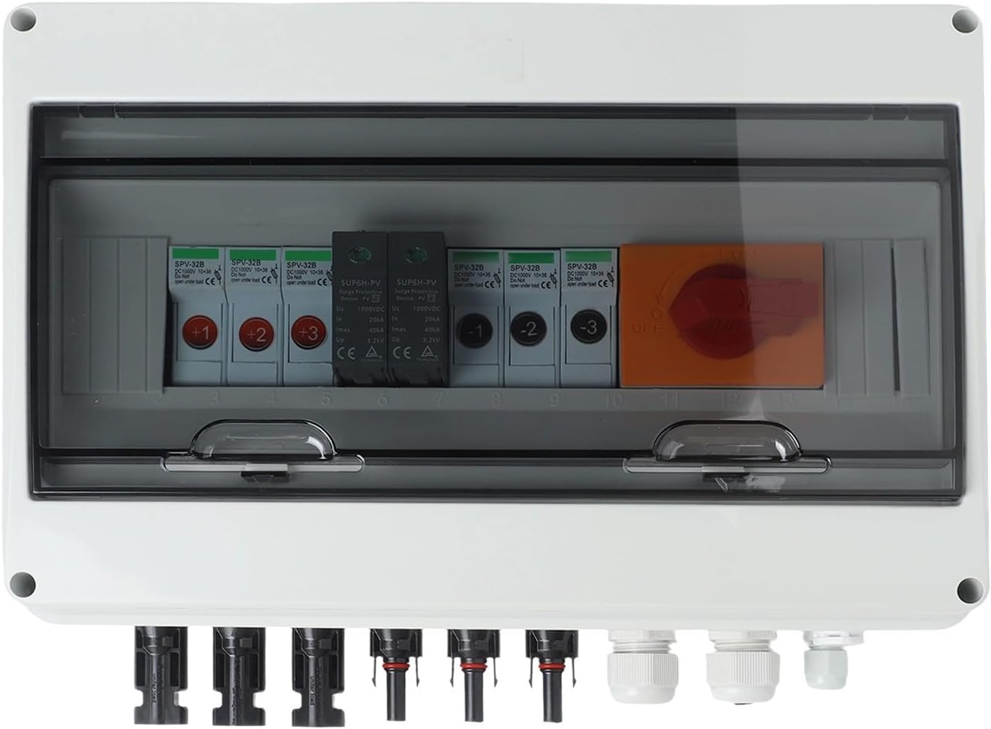 1000V 3 in 1 Out PV Combiner Box for 3 String Solar Photovoltaic Array, IP65 Waterproof Solar Power Accessory with DC MCB, Fuses and Isolating Switch for Residential Rooftop PV Systems