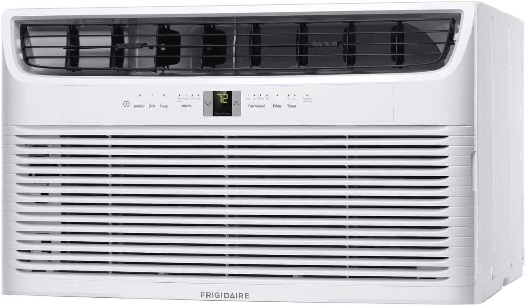 Frigidaire 12000 BTU Cooling Built-In Room Wall Air Conditioner with Air Ionizer, Washable Filter, and Remote Control (White)