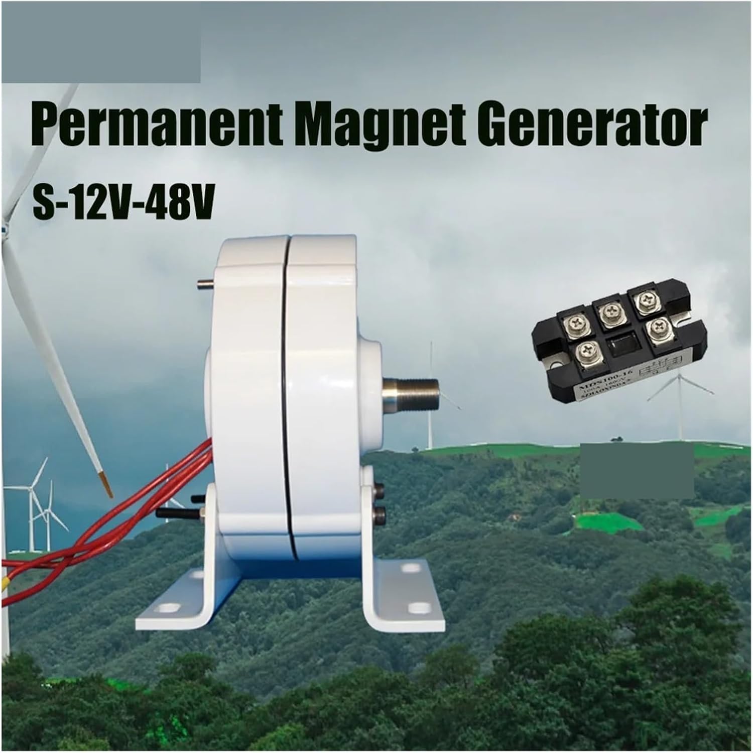 Wind Turbine Generator Kit 6000W 12V 24V 48V Permanent Magnet Generator Low Resistance for Wind Turbine DIY with Base Low Starting Speed for Home(Single Shaft,48V_5000W)
