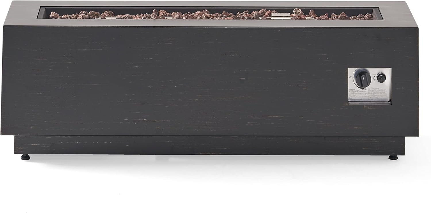 Propane Fire Pit Table, 40 Inch Rectangular 50,000 BTU Outdoor & Indoor, Only Table (Not Included Propane & Cover), Portable Iron Gas Fire Pits for Patio Backyard Garden, No Assembly - Dark Grey