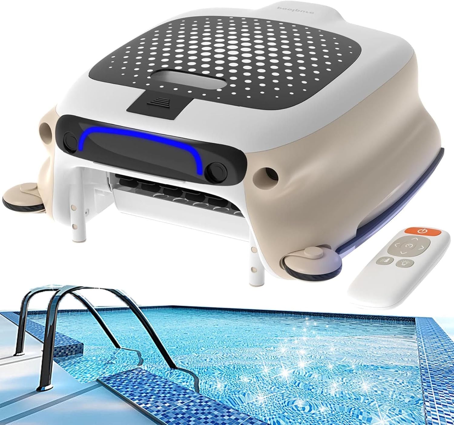 Robotic Pool Vacuum,Smart Pool Skimmer - 24/7 Cordless Cleaner W/ 7800mah Battery, Remote, 10l Basket, Automatic Path,3 Cleaning Modes,2000 Sq Ft Coverage,Maximum Diving Depth 0.3m