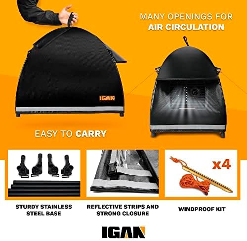 IGAN Small Inverter Generator Tent Cover While Running, Compatible for Honda and Most 1000~2300 Watts Generators, Portable Outdoor All-Weather Tarpaulin Cover for Rain, Black