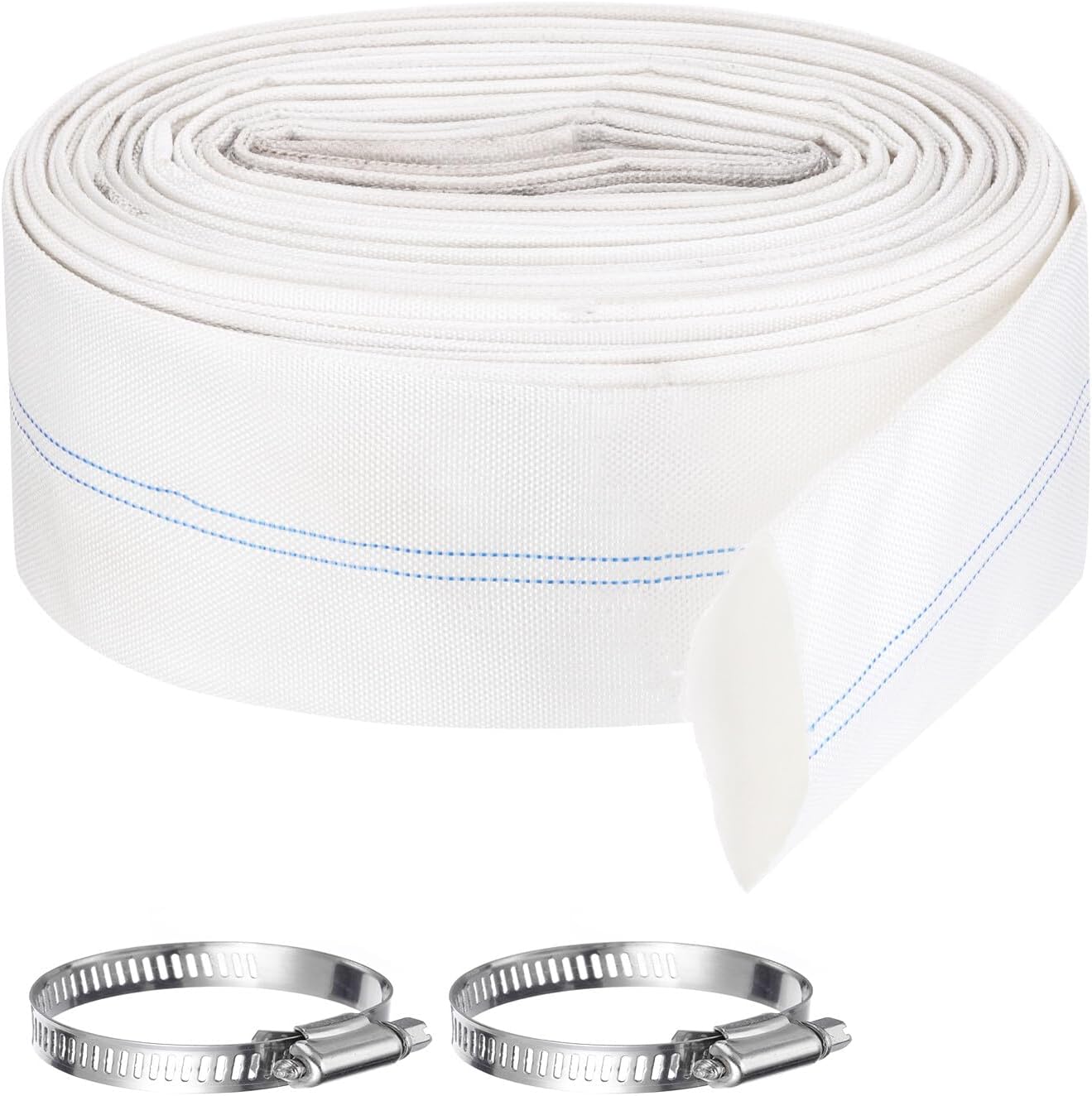 Pool Backwash Hose,3 Inch x 98.4ft Drain Discharge Pump Hoses,2pcs Clamps,White YESSC916