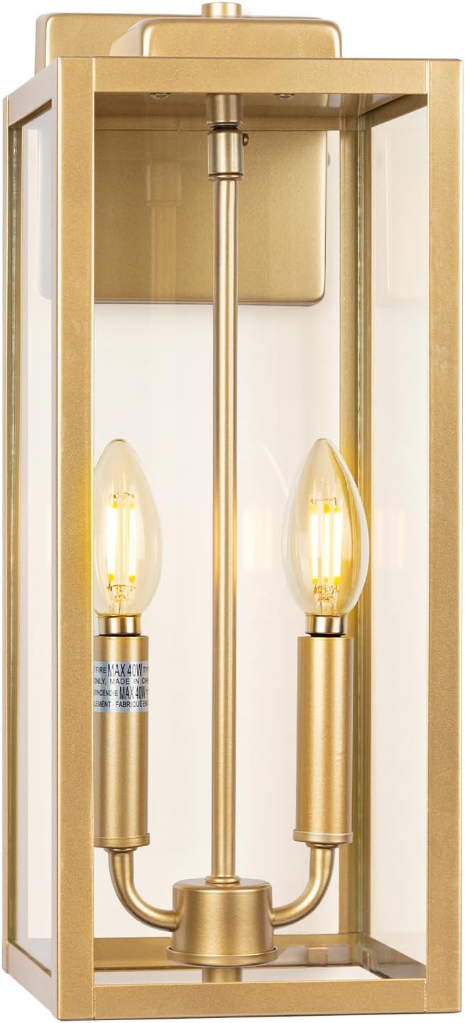 Gold 2-Light Large Outdoor Wall Lighting 16