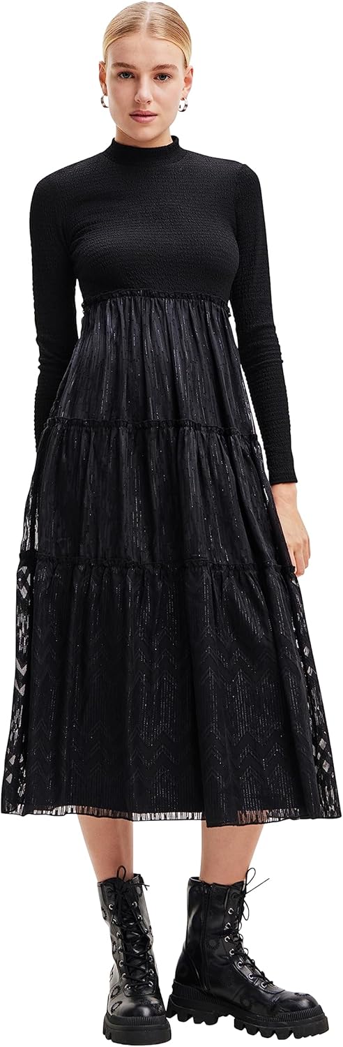 Desigual Women's Vestido Midi Combinado