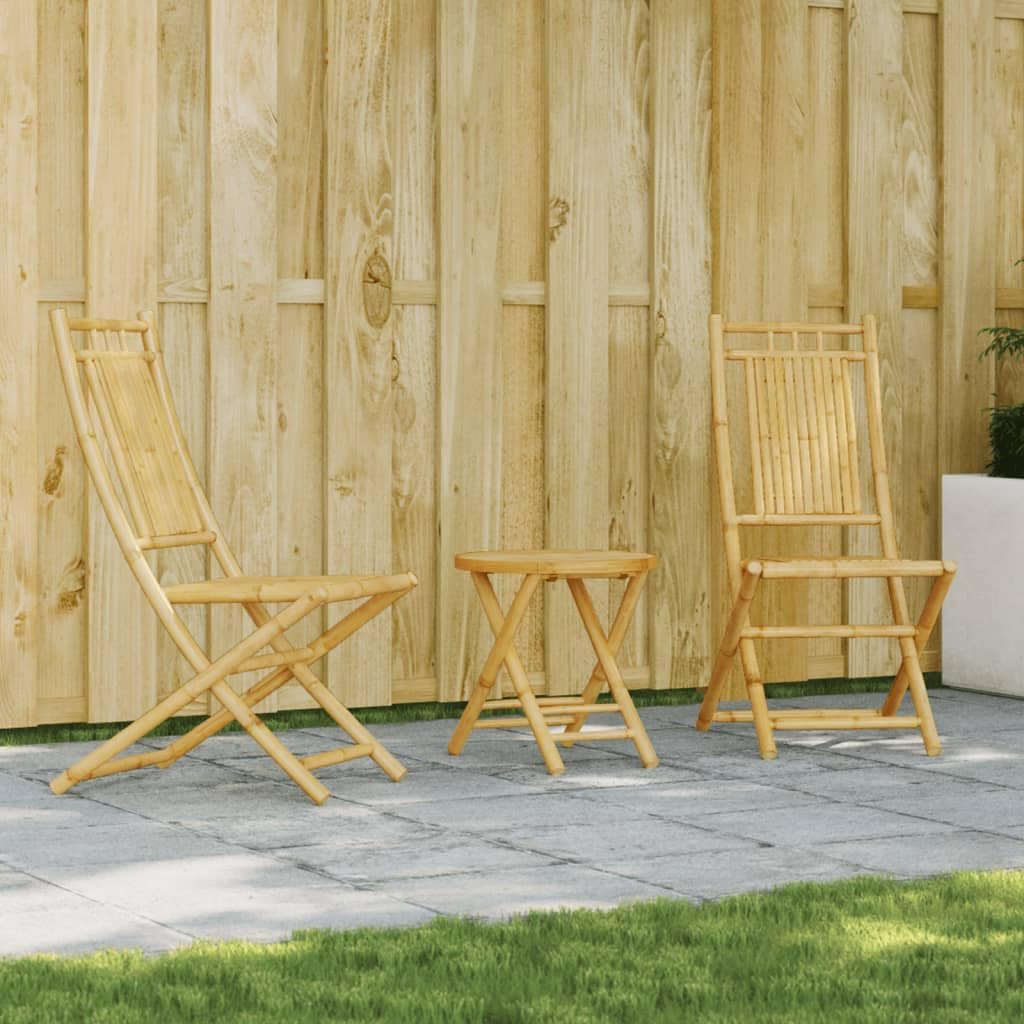 3 Piece Bistro Set Bamboo,Bamboo Bistro Set Foldable Outdoor Furniture for Patio, Garden, and Balcony Patio Furniture, Outdoor Furniture Sets