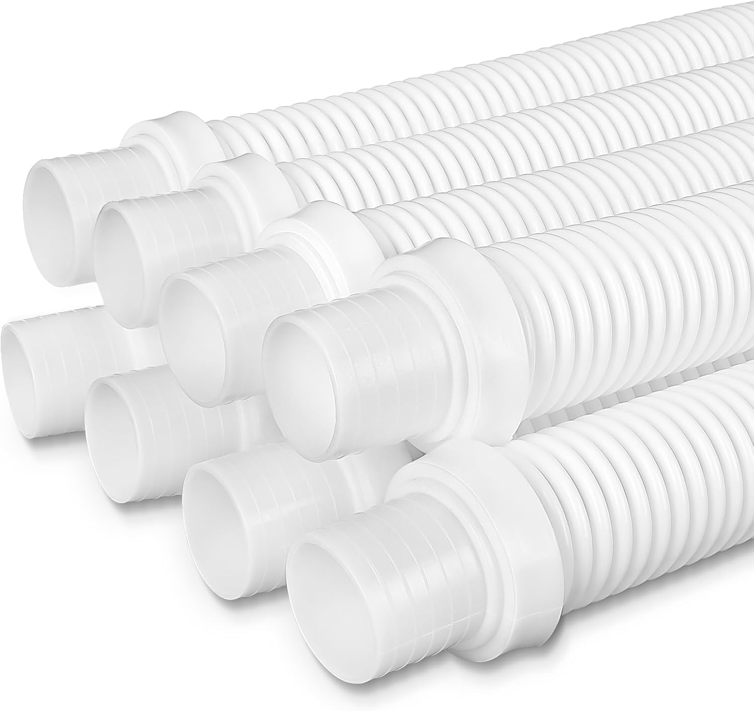 Professional 8 Piece Swimming Pool Vacuum Cleaner Hose Set, White 40
