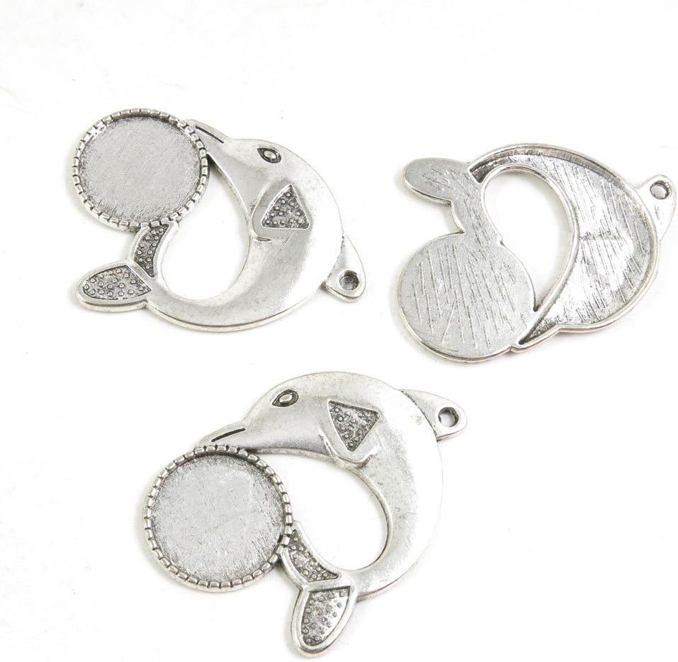 240 Pieces Jewelry Making Charms Antique Silver Tone for Necklace Pendant Bracelet D5JD8 Dolphin Cabochon Base Blank