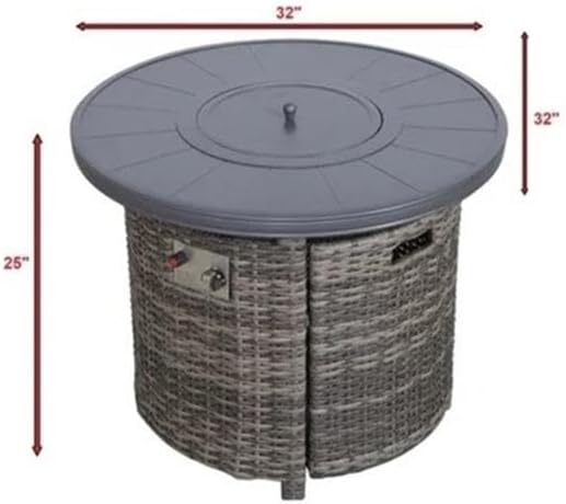 Living Source International 25'' H x 32'' W Outdoor Fire Pit Table with Lid