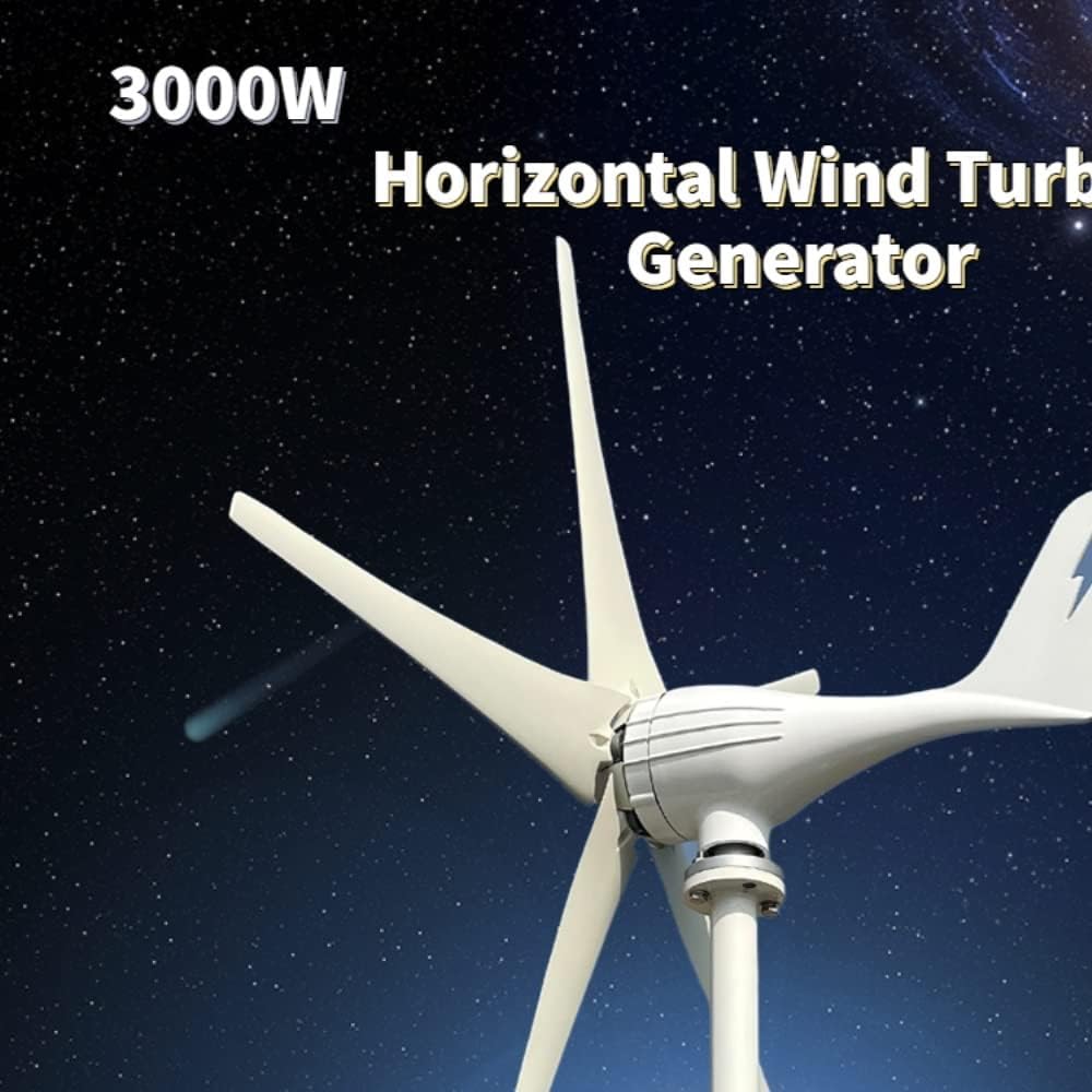 Wind Turbine Generator Kit, 3000w 5 Blades Free Energy Wind Energy HIGH Efficient 12v 24v Wind Turbine Generator With MPPT Controller Wind System for Hybrid Solar Wind System(Mppt controller,12V_3KW 5