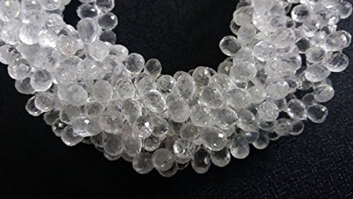 13 inch natural beads strand of 5x7-7x9mm faceted drop crystal quartz gemstone briolletes beads for DIY jewelry - necklace, bracelet, earring, ring.