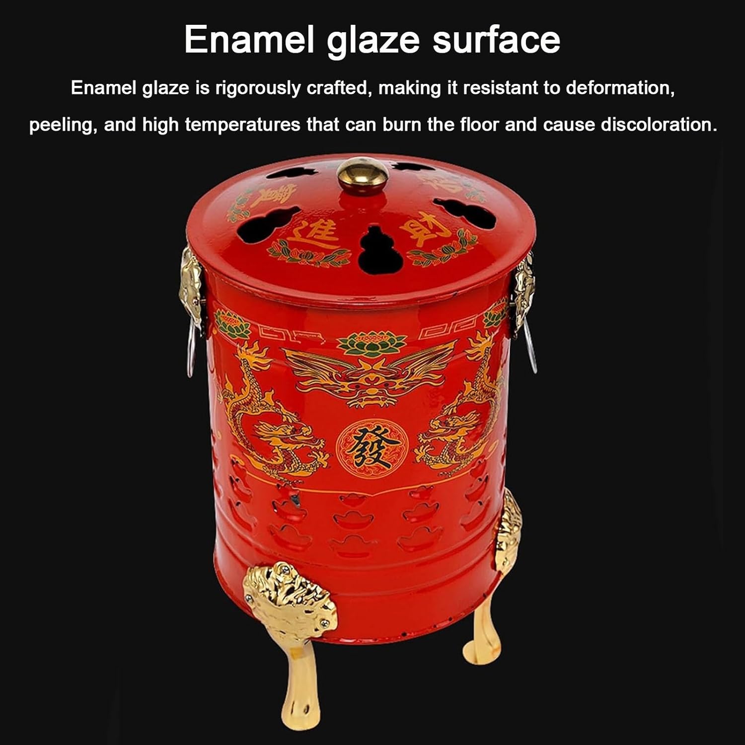 Burn Barrel with Lid Outdoor Fire Pits 10 12 14 16 18in Garden Incineration Barrel Burn Barrel Trash Including Grid Frame Fire Hook Liner Winter Wood Stoves Burning Scripture Barrel Red(13.8in)