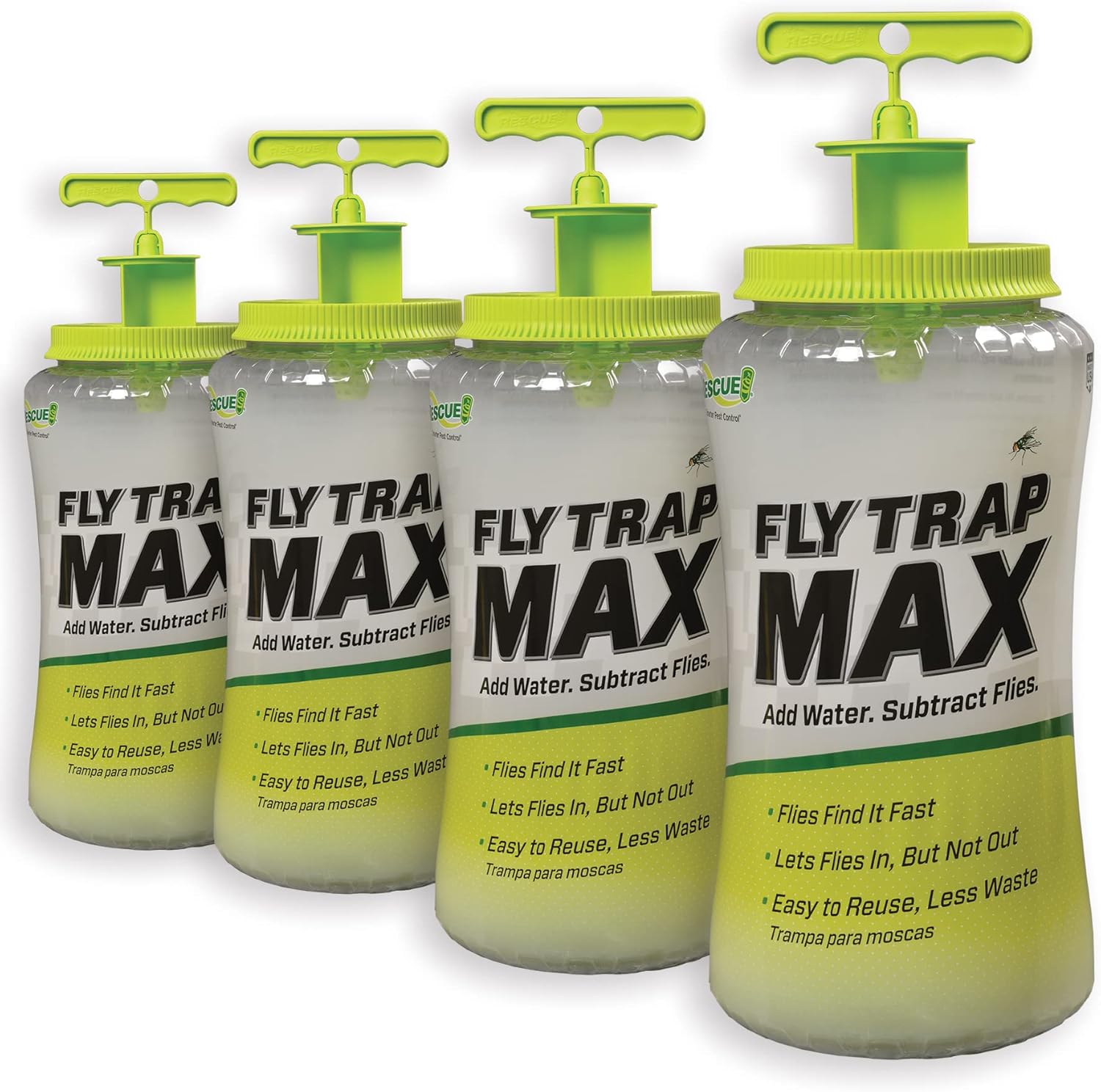 RESCUE! Fly Trap Max – Extra Large Reusable Outdoor Fly Trap - 4 Traps