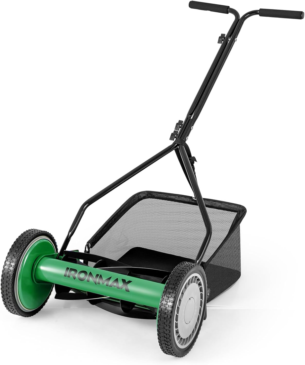 Goplus Manual Lawn Mower, 14 Inch 5-Blade Walk-Behind Cordless Grass Cutter with 7 Gallon Removable Grass Collect Bag, Adjustable Cutting Heights, Push Reel Lawn Mower for Yard, Garden
