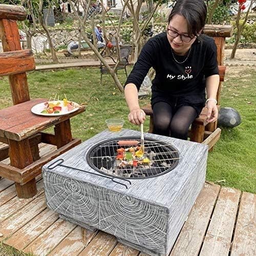 Fire Pits Outdoor Wood Burning Fire Pit Tables for Outside Patio,BBQ Grill Fire, Wood Burning with Heat-Resistant Coating,Steel Frame with Cover BBQ Cooking for Outside Camping Backyar