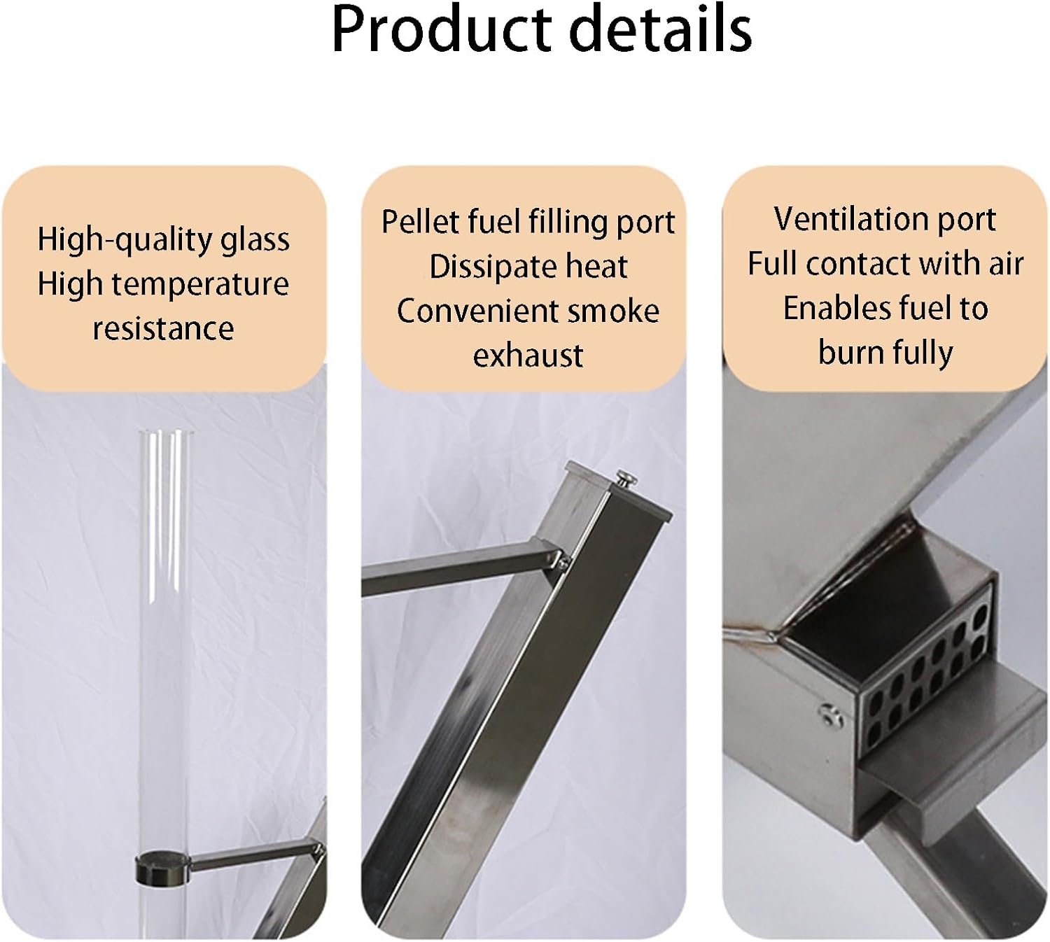 Fire Pit Outdoor Backyard Fire Pit for Outside Outdoor Fireplace for Patio Outdoor Wood Fire Pit for Outdoor Camping Party (Quartz Tube)