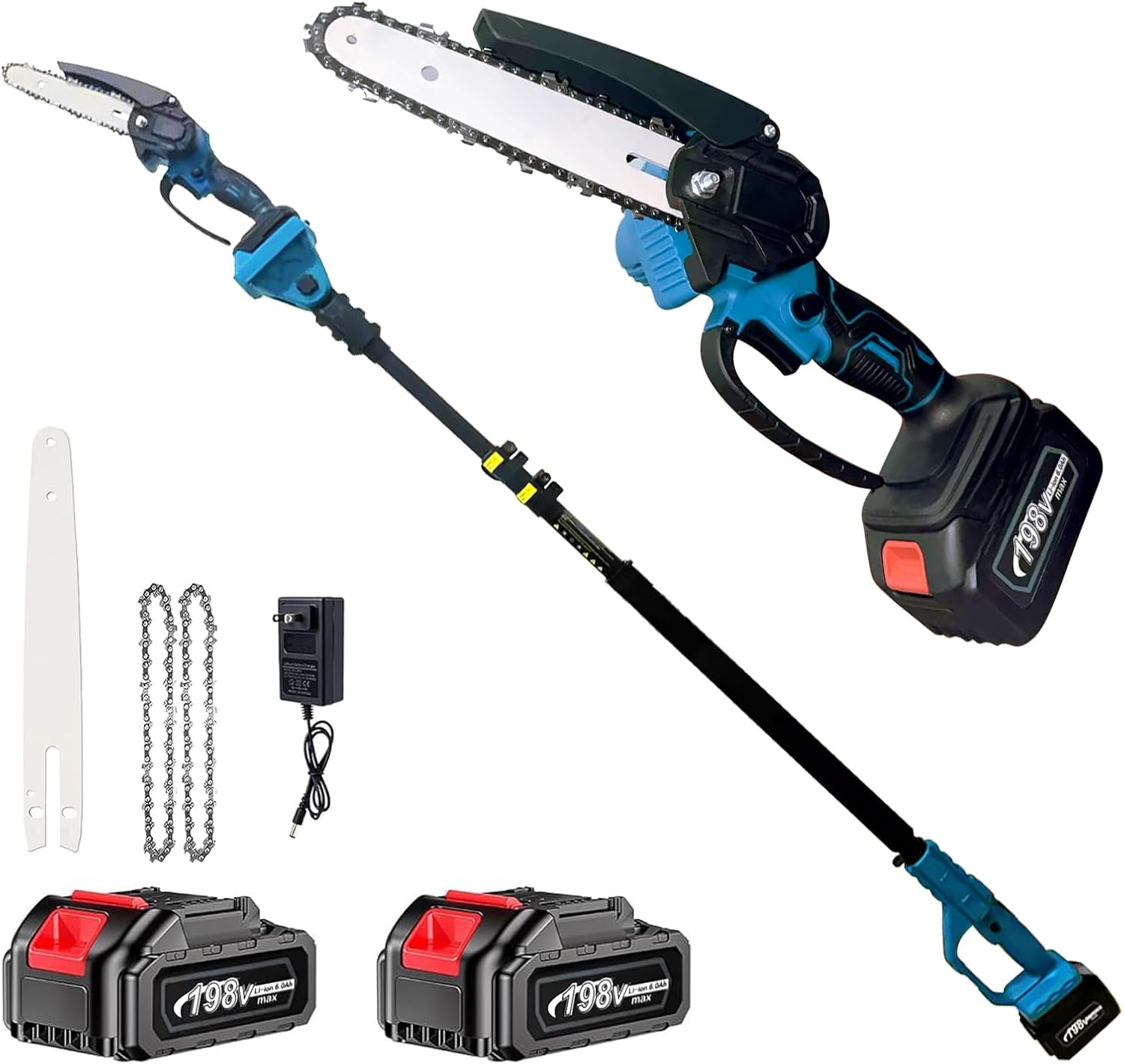 2-in-1 Electric Pole Saws Battery Powered with Extension Pole, Battery Powered Pole Chain Saw