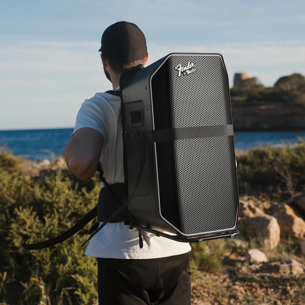 Fender x Teufel ROCKSTER AIR 2 Portable Wireless Bluetooth Speaker with Premium Backpack Bundle Set - Powerful Sound, 58 Hours Playtime, Party & Event Speaker, Mic & Guitar Inputs