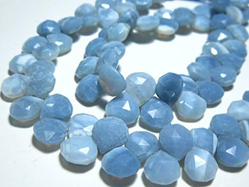 13 inch natural beads strand of 9mm faceted heart blue opal gemstone briolletes beads for DIY jewelry - necklace, bracelet, earring, ring.