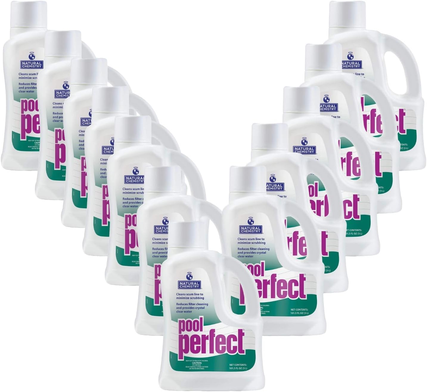 Natural Chemistry Pool Perfect, 3-Liter, Pack of 12, Reduce Scum Lines and Filters Cleanings, Ensures Crystal Clear Water, Compatible with All Sanitizing Systems