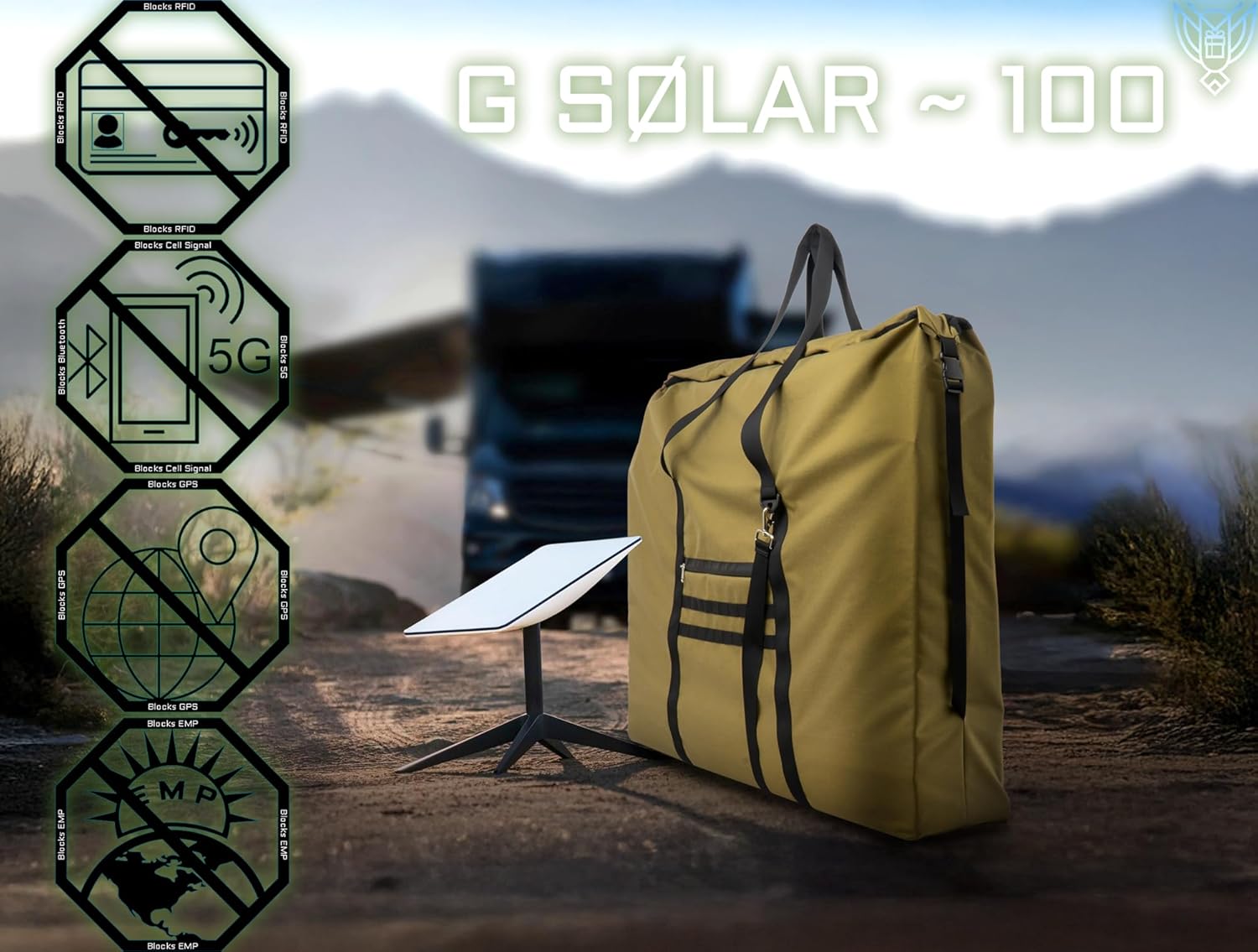 Xtreme Sight Line ~ G SØLAR 100 + G CUBƎ 100 Faraday Bag for Large Generators and Solar Panels ~ Protects Against EMP/CME/EMF/RF ~ Diamond Form Faraday Lined Interior ~ Midnight Multicam