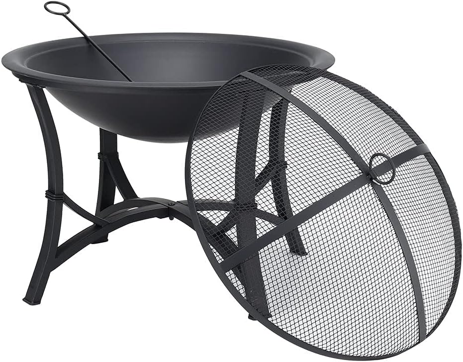 Garden fire Pit with Grill Shelf Outdoor Fire Bowl Charcoal Wood Burner