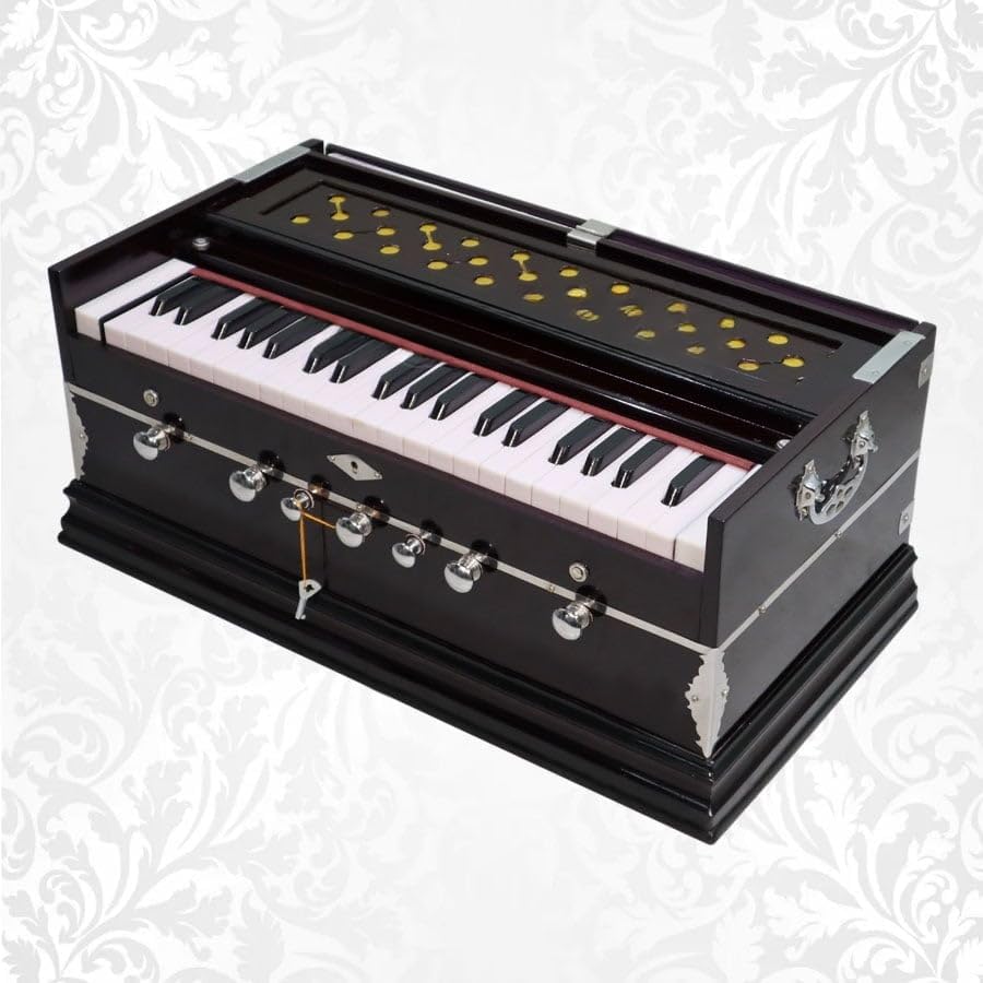 Harmonium 7 Stopper, 3¼ Octaves, Double Bellow, Bass-Male reeds, Indian Music Instrument Harmonium With Cover