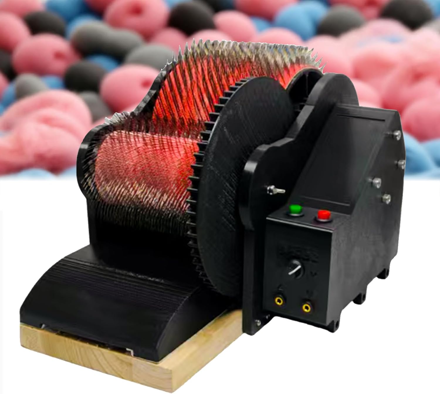 Electric Wool Carding Machine, Wool Fiber Drum Carding Machine with 2 Foot Pedal, Adjustable Combing Speed, Fast Color Mixing, Combing, Spinning,for DIY Craft Make Felt Animals