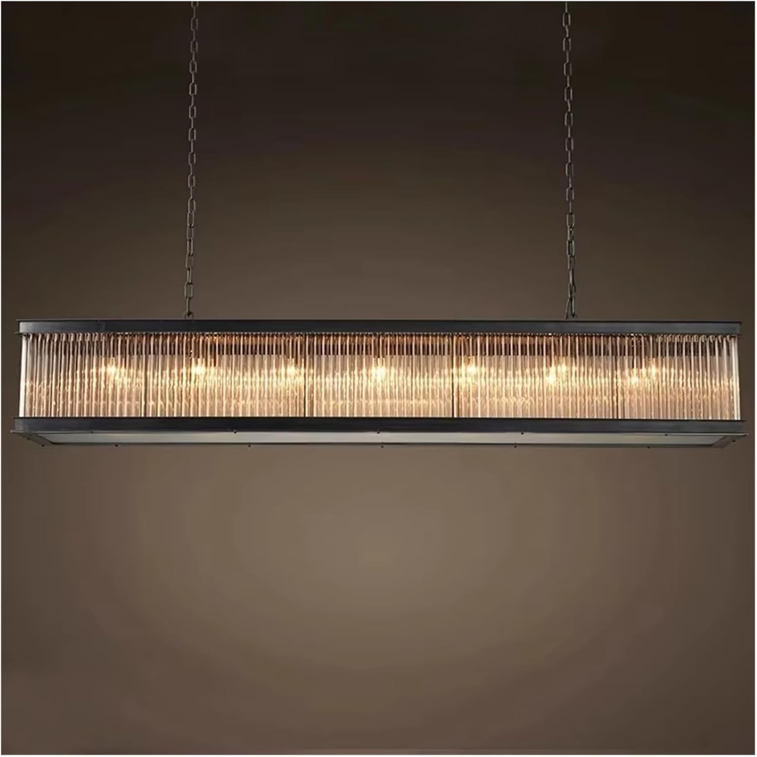 Black Crystal Glass Bar Chandeliers Luxury Rectangle Hanging Lamp for Dining Room Decoration, Vintage Chandeliers