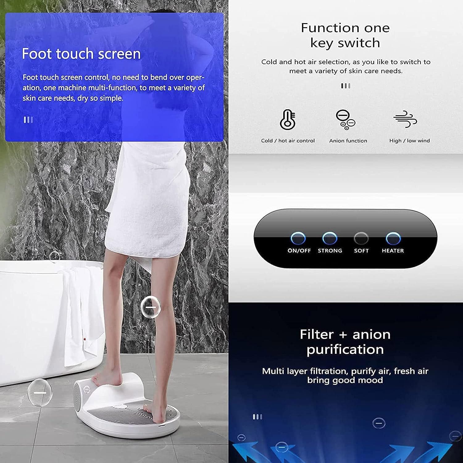 Body Dryer Negative Ion Full Body Dryer with 2 Gears Adjustment, Foot Dryer, Quick Air Drying, Heating and Cooling, Gravitys Sensing, for Home and Bathroom,Normalversion