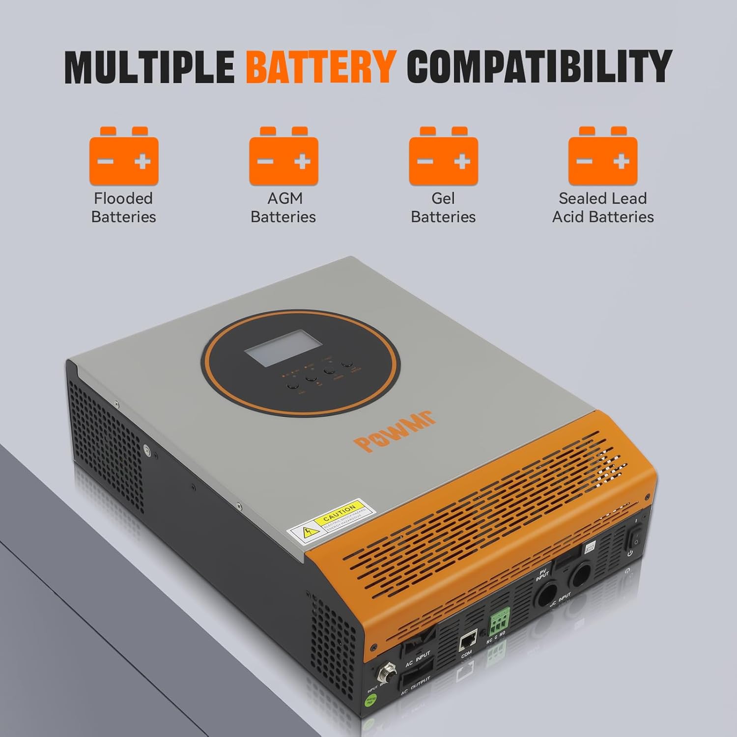 PowMr 2400W Solar Inverter, 24VDC to 110V/120VAC, Pure Sine Wave, 50A PWM Charge Controller, Hybrid Inverter for Homes, RV, 24V Lead-Acid, Sealed Gel/AGM Battery, Off-Grid Systems