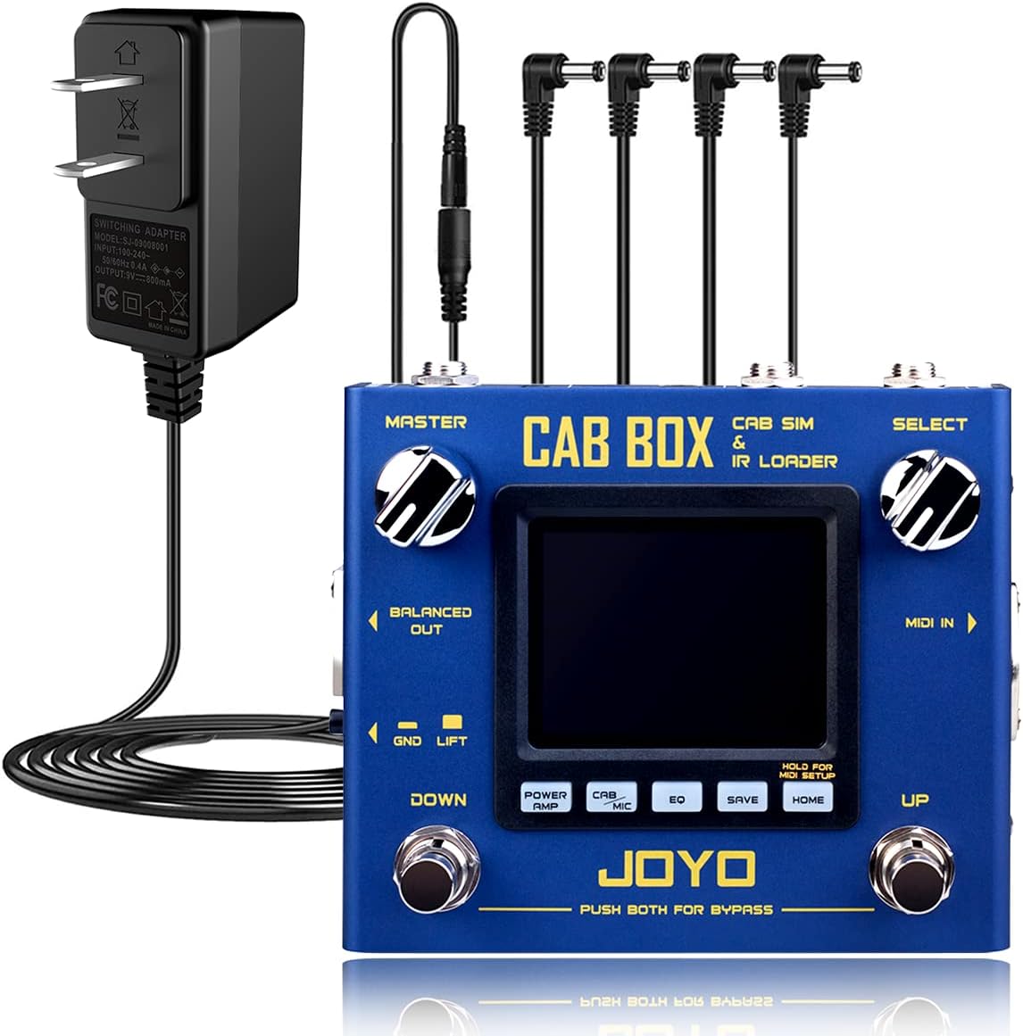 JOYO R-08 Cabinet Modeling Powe-amp Simulation Electric & Bass Guitar Pedal Bundle with DC 9V Power Supply (800mA -1A) AC Adapter