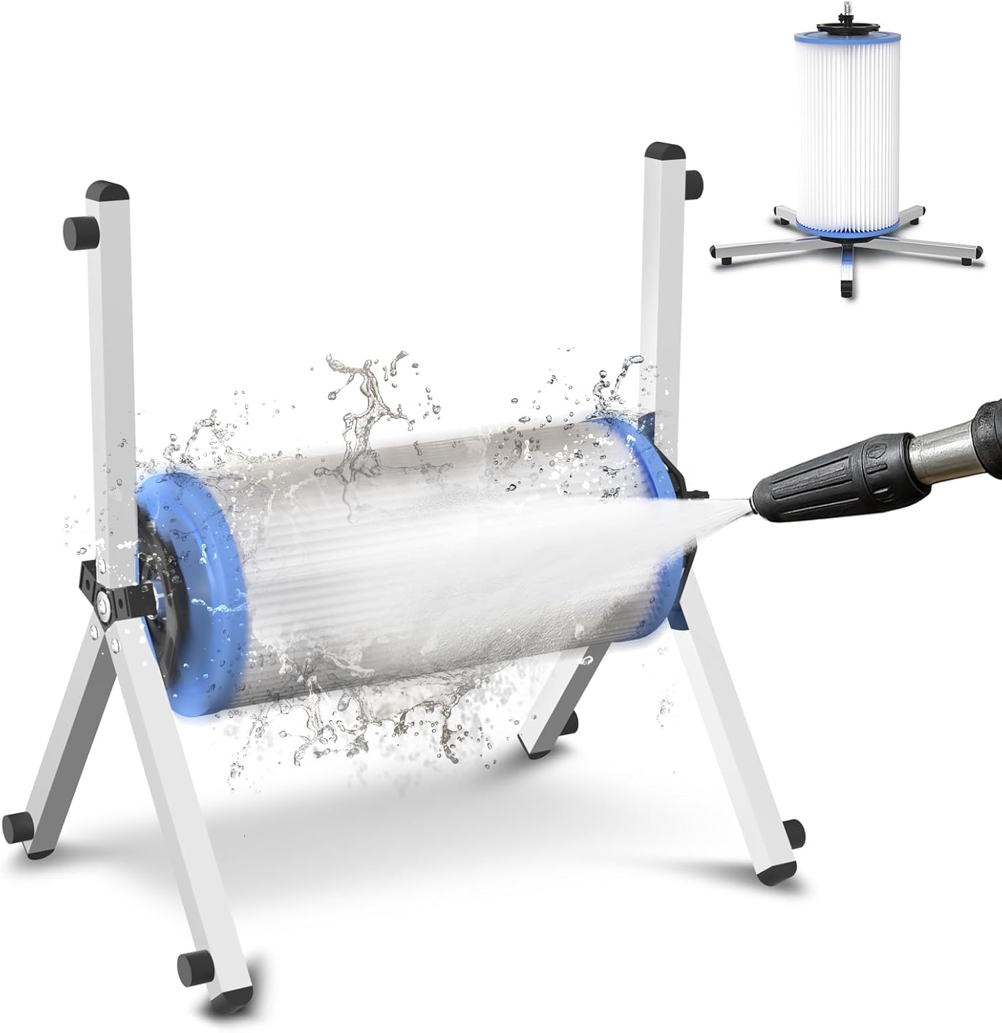 Pool Filter Cartridge Cleaner, Vertical and Horizontal Cleaning Modes Compatible with Filter Cartridges of 3, 4, and 6 Inches in Diameter