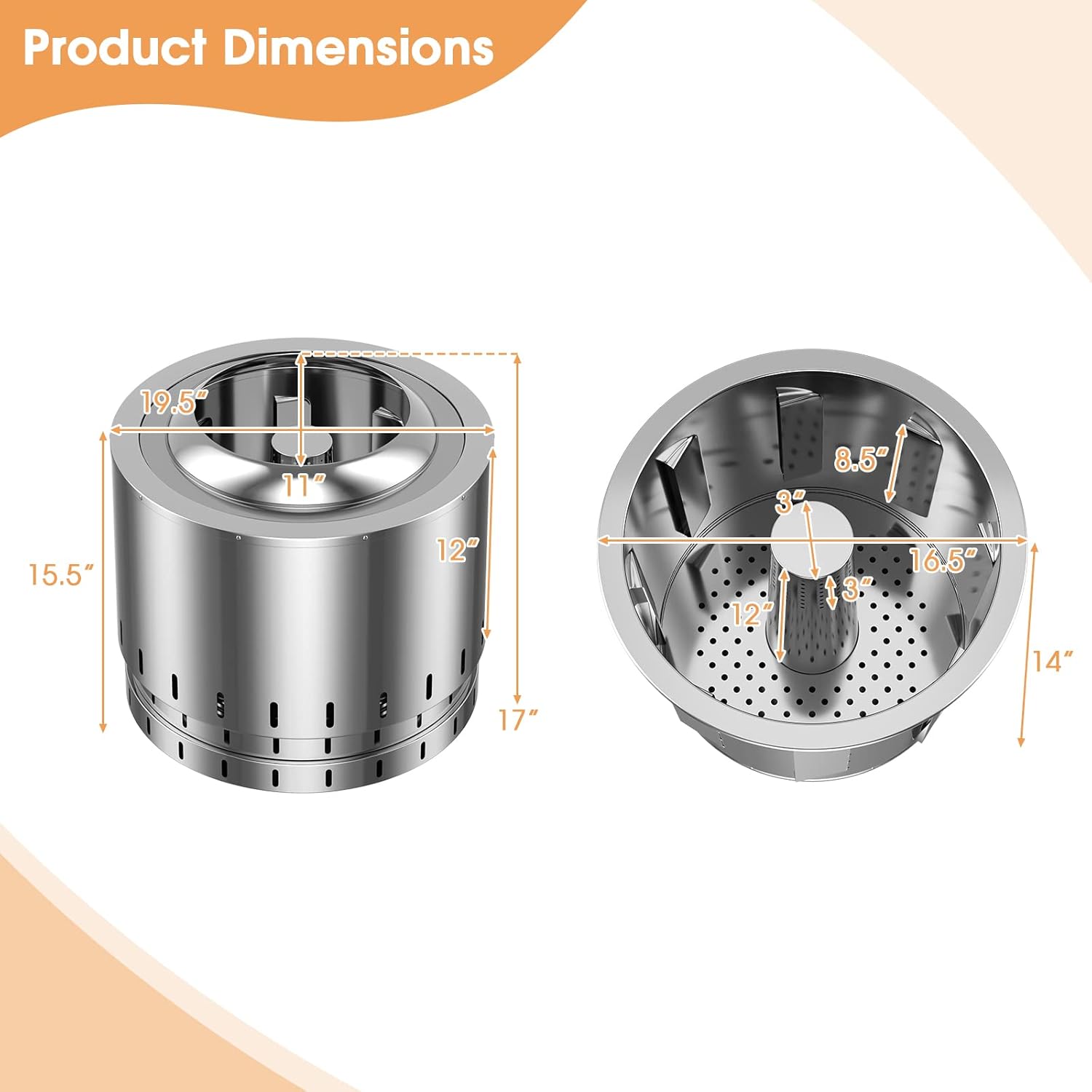 Giantex Smokeless Fire Pit for Outside, 19.5