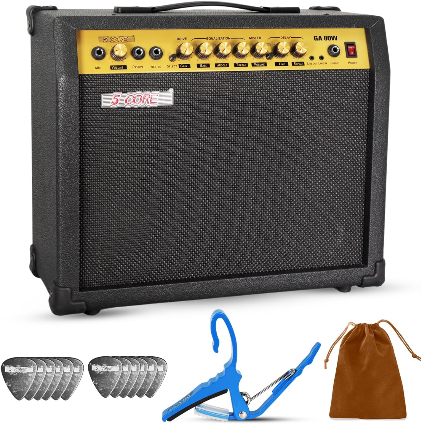 5 Core Guitar Amp 80 Watt Electric Amplifier w Built in 10