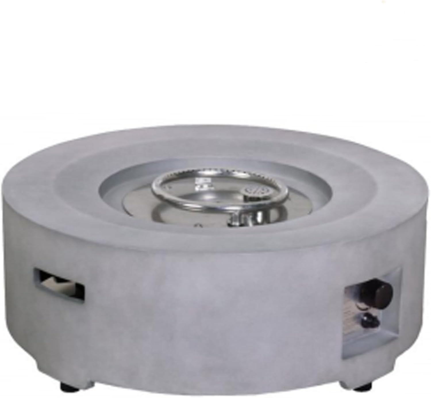 Diameter 30 Inch x 11 Inch Round Faux Concrete Texture Propane Gray Fire Pit with PVC Weather Cover