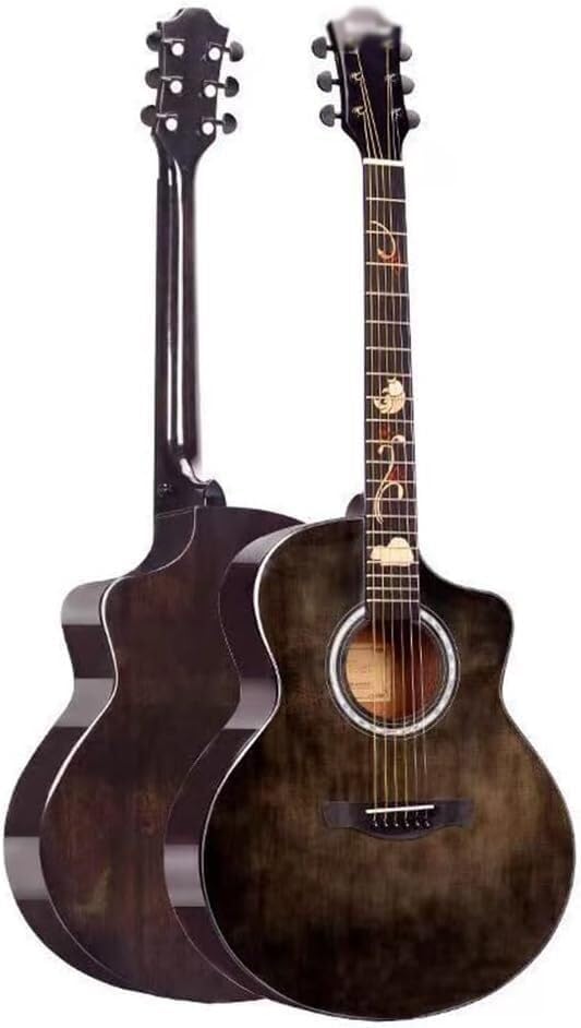 Beginner Guitar, Excellent Sound Quality, Angular Imperfection Design, Beautiful and Elegant (Size:41 inches,Color:Red)(Walnut)