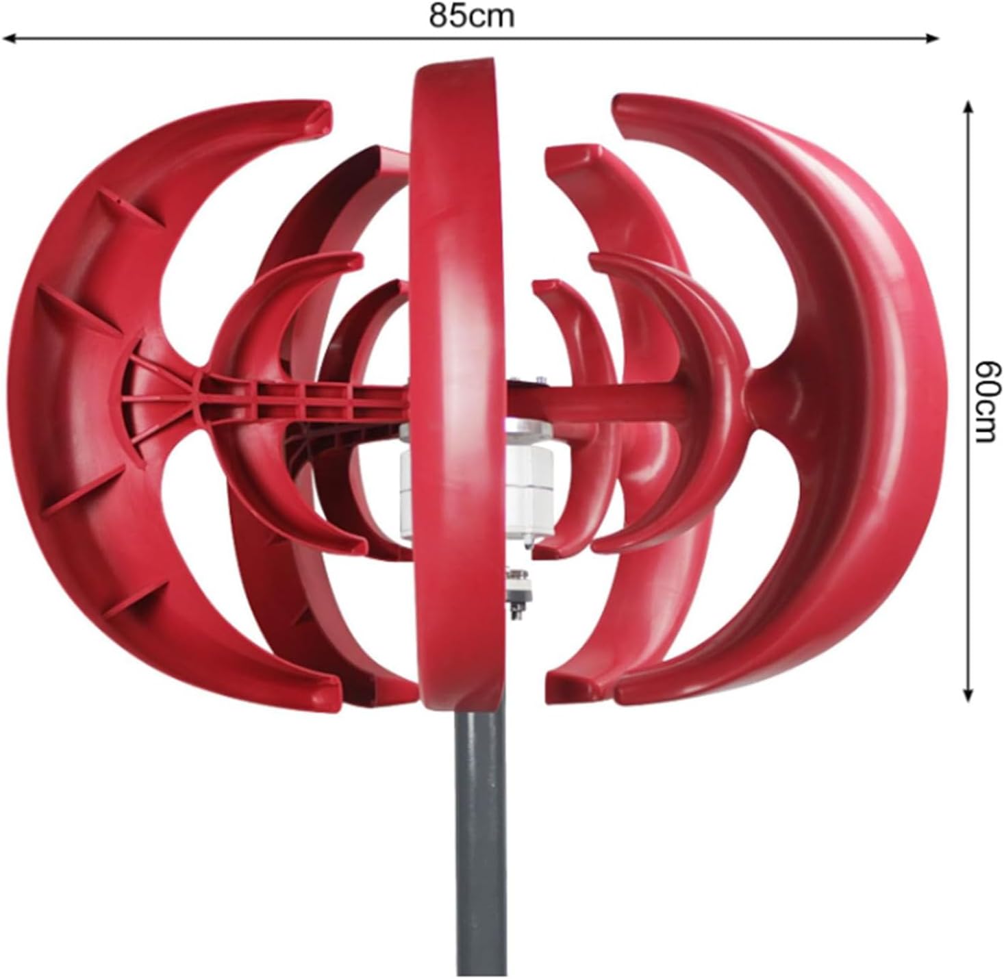12V/24V 8000W Vertical Axis Wind Turbine Generator, 5 Blades Wind Generator Kit, High Efficiency and Low Noise, for Home Street Lighting (Red)