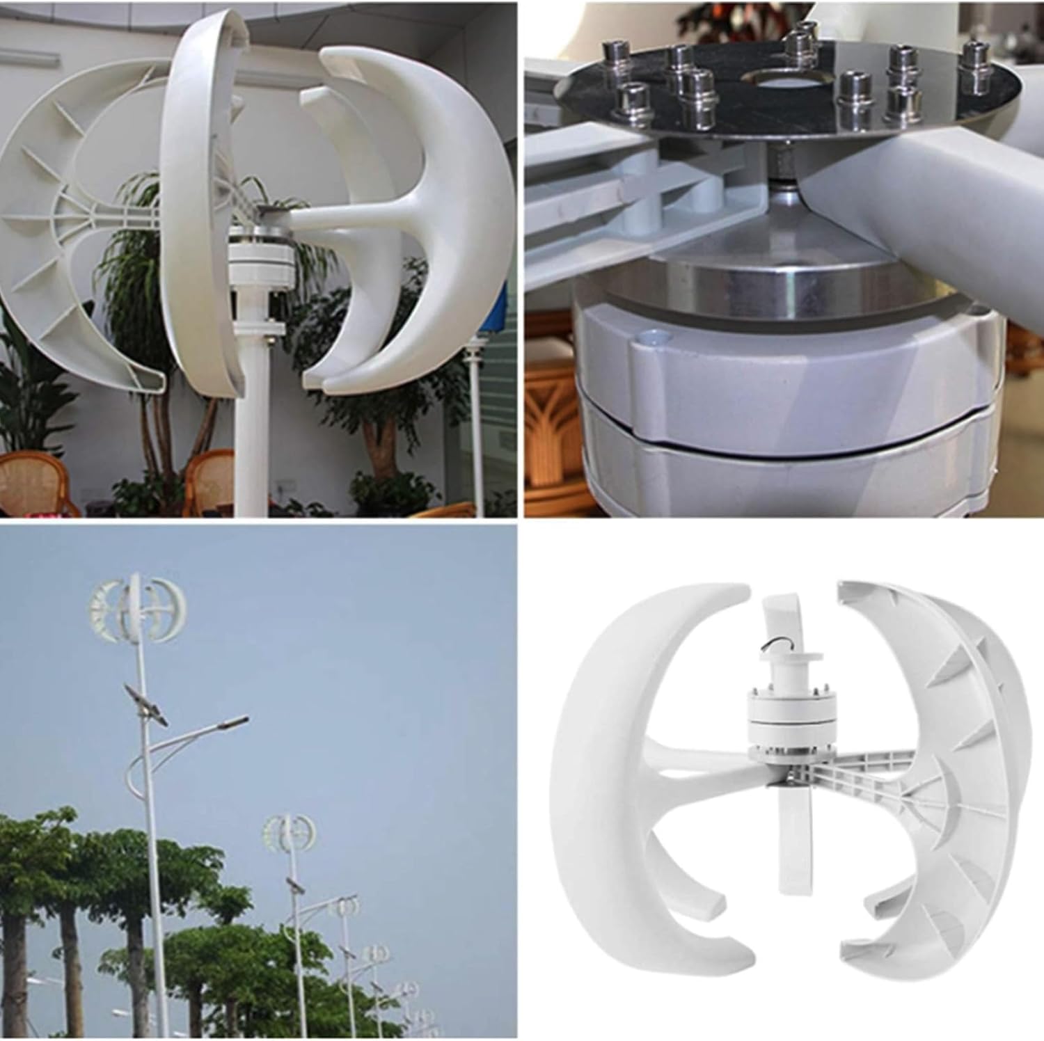 Wind Turbine Generator, 24V 12000W 5-Blade Vertical Wind Turbine Generator Set, Low Wind Speed Start Wind Turbine Generator with Controller, Suitable for Home and Camping