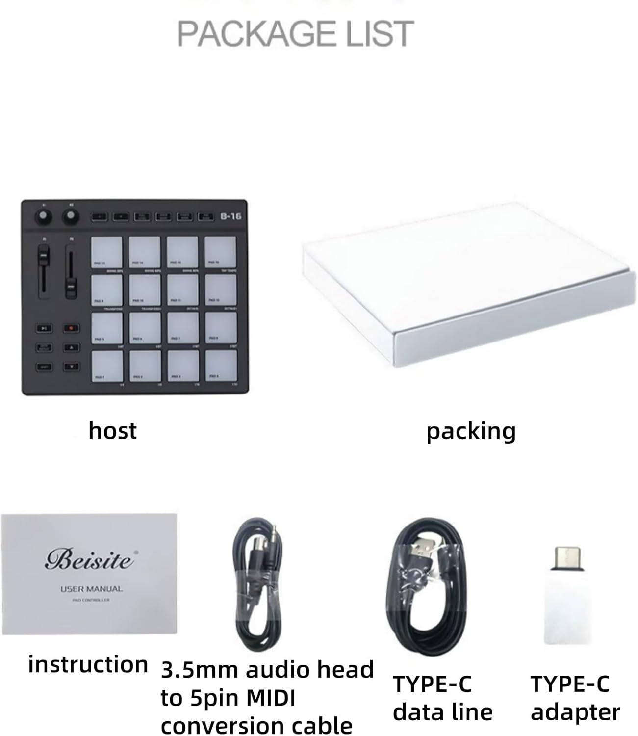Beat Maker Machine, Type-C MIDI with 16 Illuminated Drum Pads for Music Production