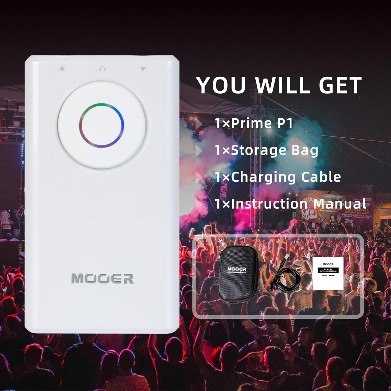 MOOER Prime P1 Pocket Bass Gutar Multi Effects Pedal Headphone Amplifier Practice Tool Looper Drum Machine