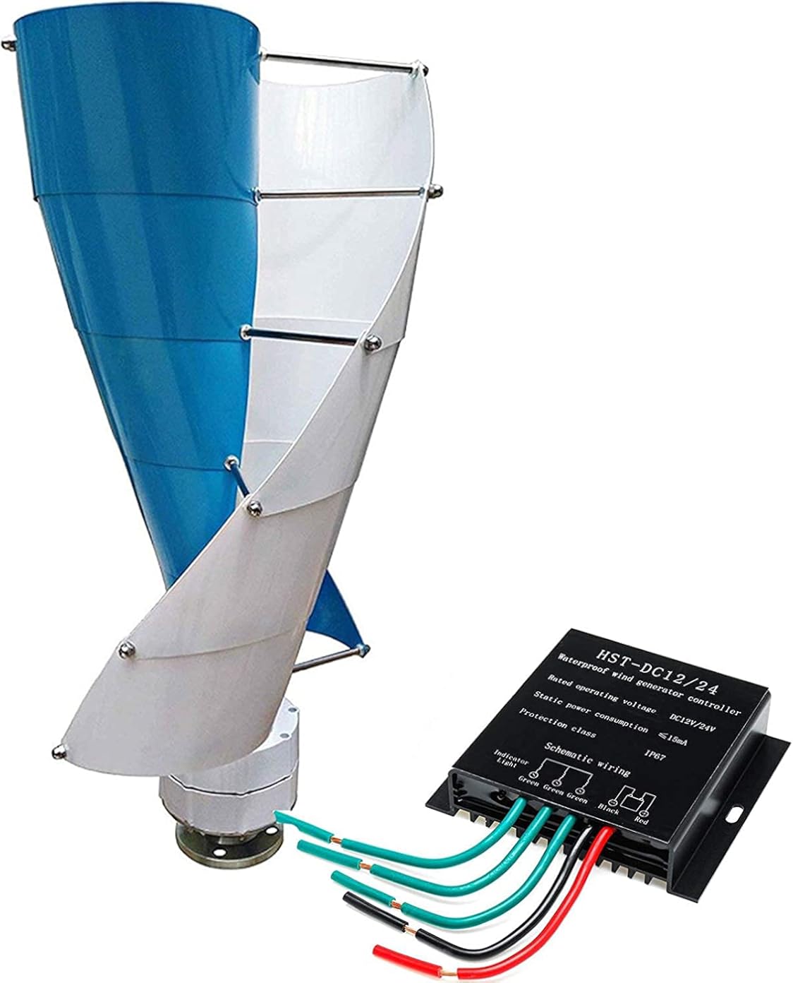 Vertical Spiral Wind Power Turbine Generator, 8000 W 12 V / 24 V / 48 V Vertical Axis Breeze Start Wind Solar Complementary + Magnetic Level Axis