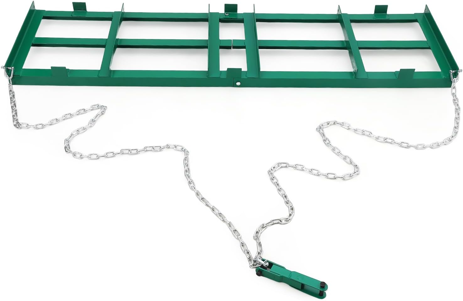 48”Lawn Leveling Rake & Driveway Drag Harrow - Heavy-Duty Tow-Behind Tool with 4FT Reinforced Chain - for ATV, UTV, Tractor, Mower - Gravel, Soil, Yard & Landscape Grading