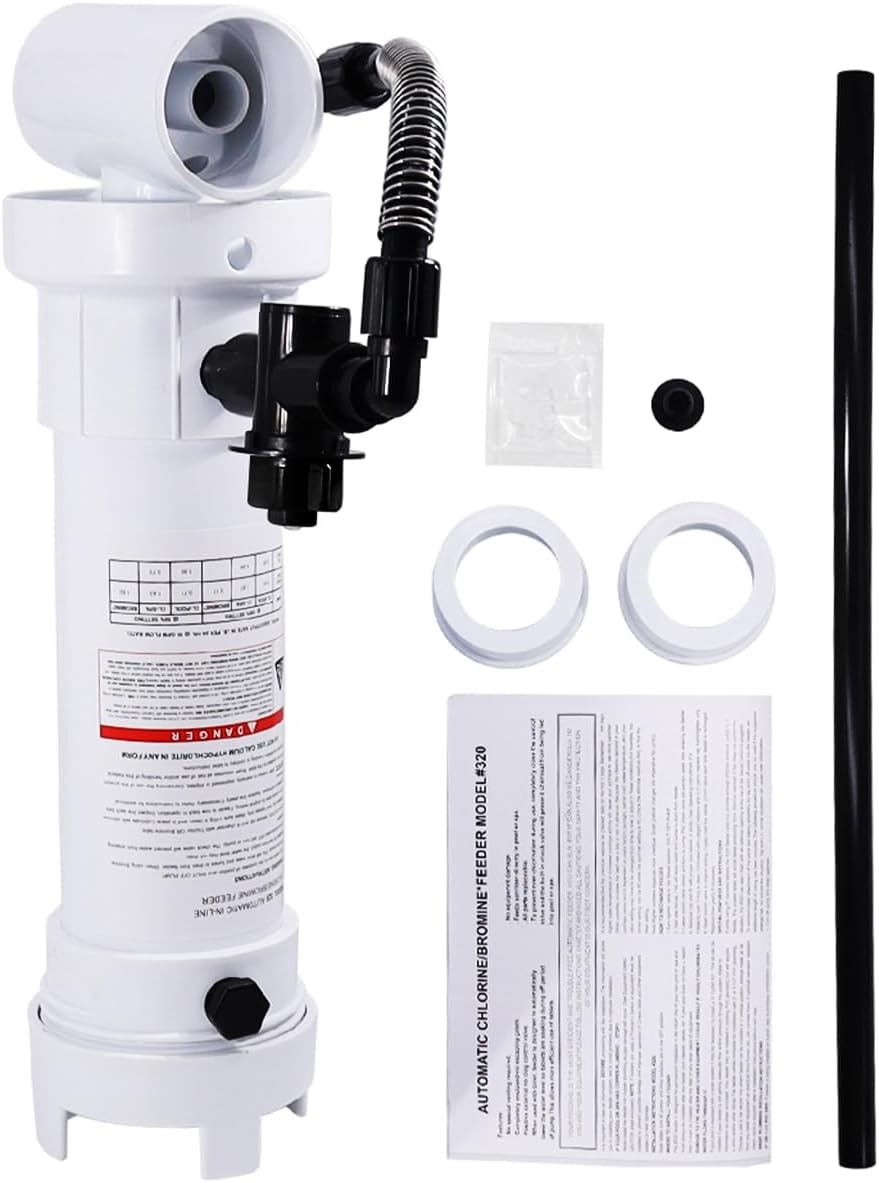 Upgraded 320 Pool Automatic Chlorine/Bromine Inline Feeder Compatible with Rainbow 320 Chlorinator, R171096 Feeder with Complete Accessories for Various Online and Offline Pools and spa Centers