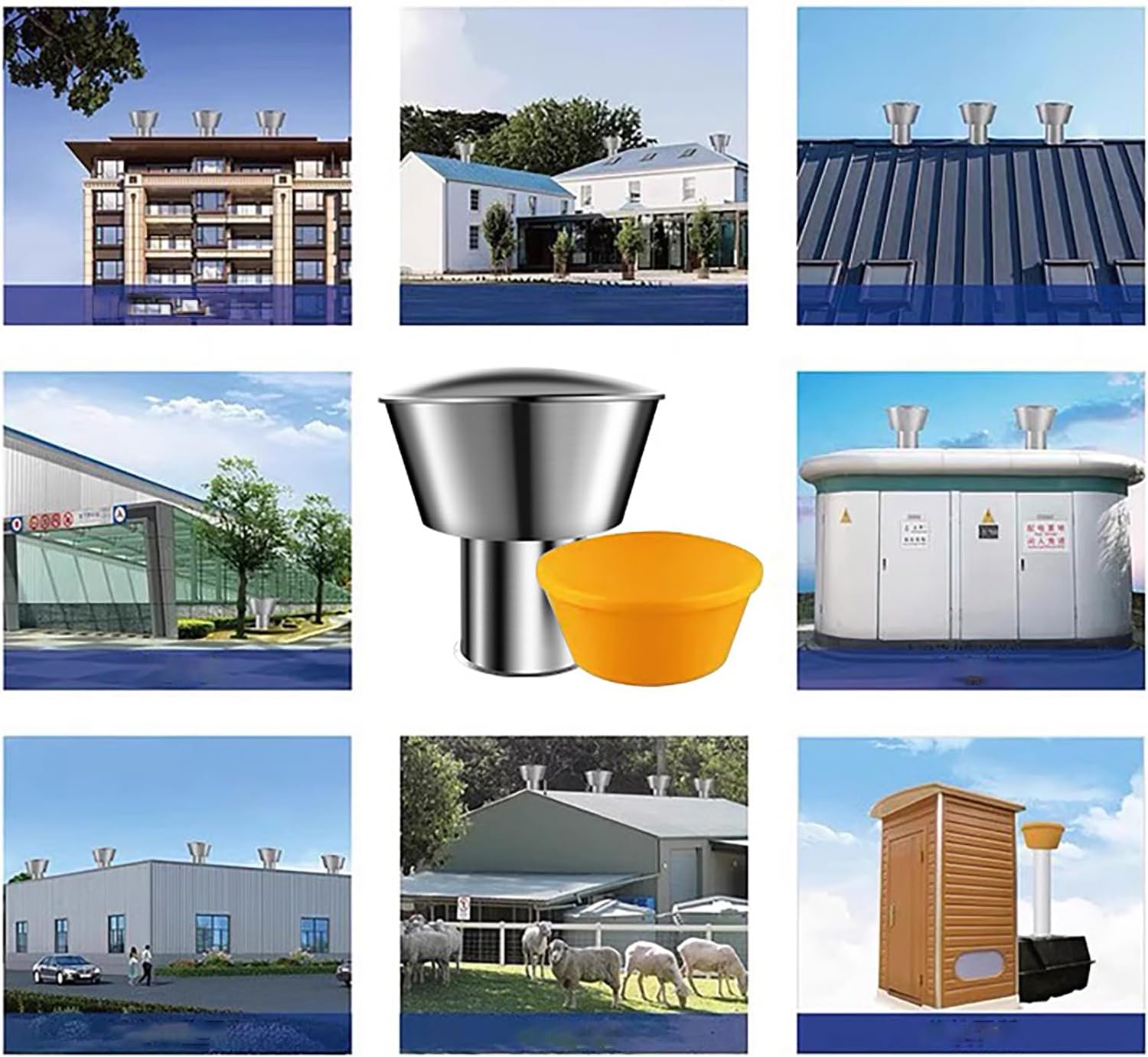 304 Stainless Steel Chimney Cap - Rain Cover and Windproof Design, Round Flue Pipe Exhaust Hood Protector for Outdoor Air Ventilation and Range Hood Applications (400mm)