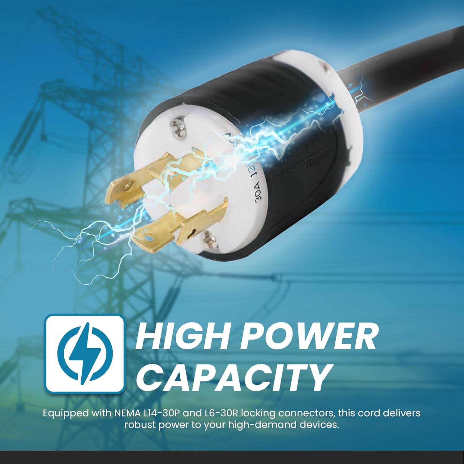 IronBox Electric NEMA L14-30P to L6-30R Plug Adapter Power Cord - 30A, 10 AWG, 125/250V - Heavy Duty UL Listed Power Cable for Generator, Outdoor, Data Centers, Camper & More (40 ft, Custom Built)
