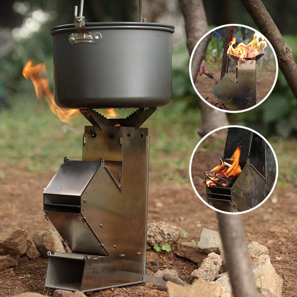 Outdoor Fireplaces Outdoor Camping Folding Wood Stove Portable Firewood Stainless Steel Survival Hiking Furnace Fire Pits